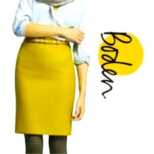 Boden Wool Basket Weave Chartreuse Pencil Skirt, Size 12